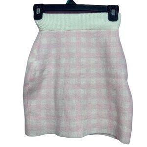 Checkered Pink and White Sweater Skirt Size Small